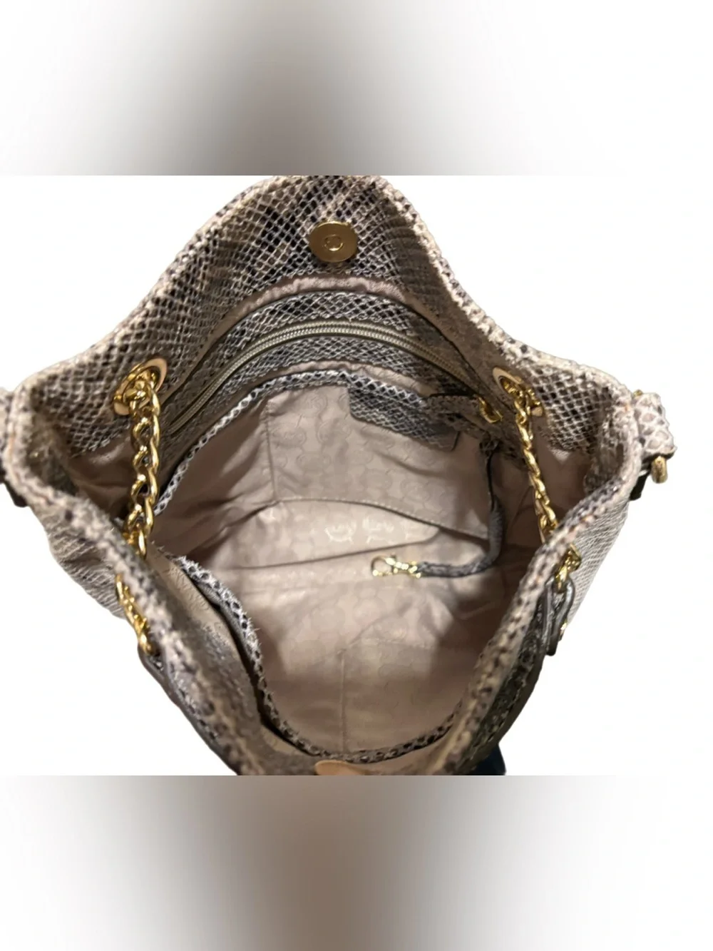 Michael Kors ID Chain Python Embossed 2007 Leather Hobo Vintage Y2K Excellent